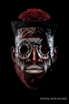 CONCEPTUAL PHOTOGRAPHY Disappearing Africa mask, Bushung mask, Kuba people of DRC, copyright Teddy Mitchener